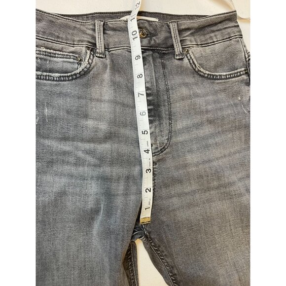 Zara Womens Jeans The High Waist Skinny Denim Distressed in Lead Grey Size USA 4 - Picture 8 of 12